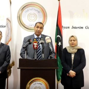 Libyan Minister of Education on the podium honoring LIAS