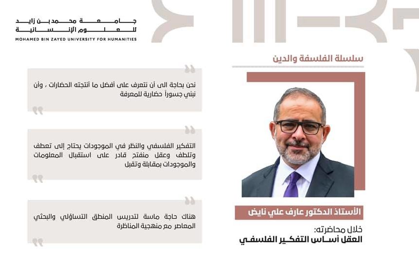 Lecture by Prof. Dr. Aref Nayed: The Mind is the Basis of Philosophical Thinking