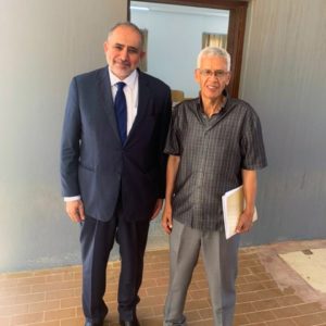 Dr. Nayed visits his professor, Dr. Al-Hasadi at the University of Benghazi